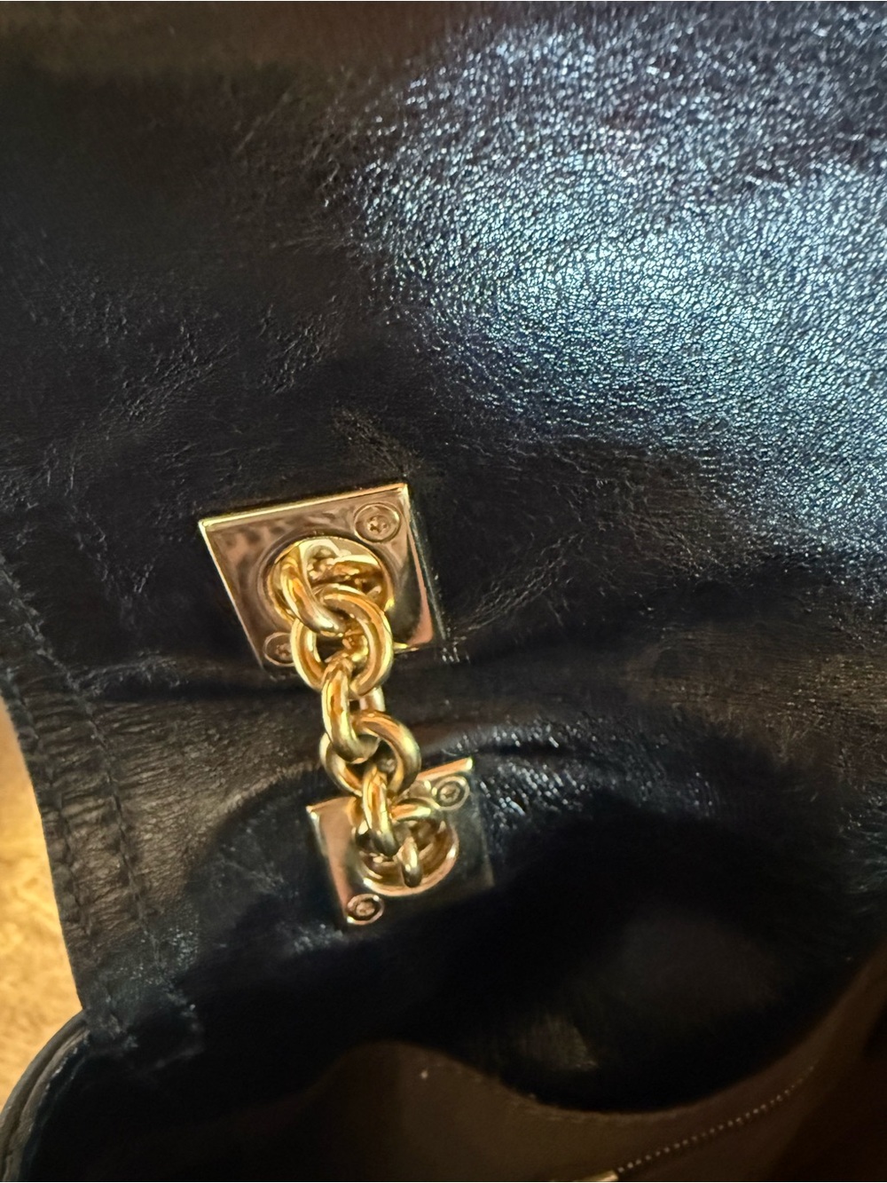 Rare Vintage Fendi Black Leather FF Flap Bag Gold Chain Shoulder Strap - Picture 17 of 17